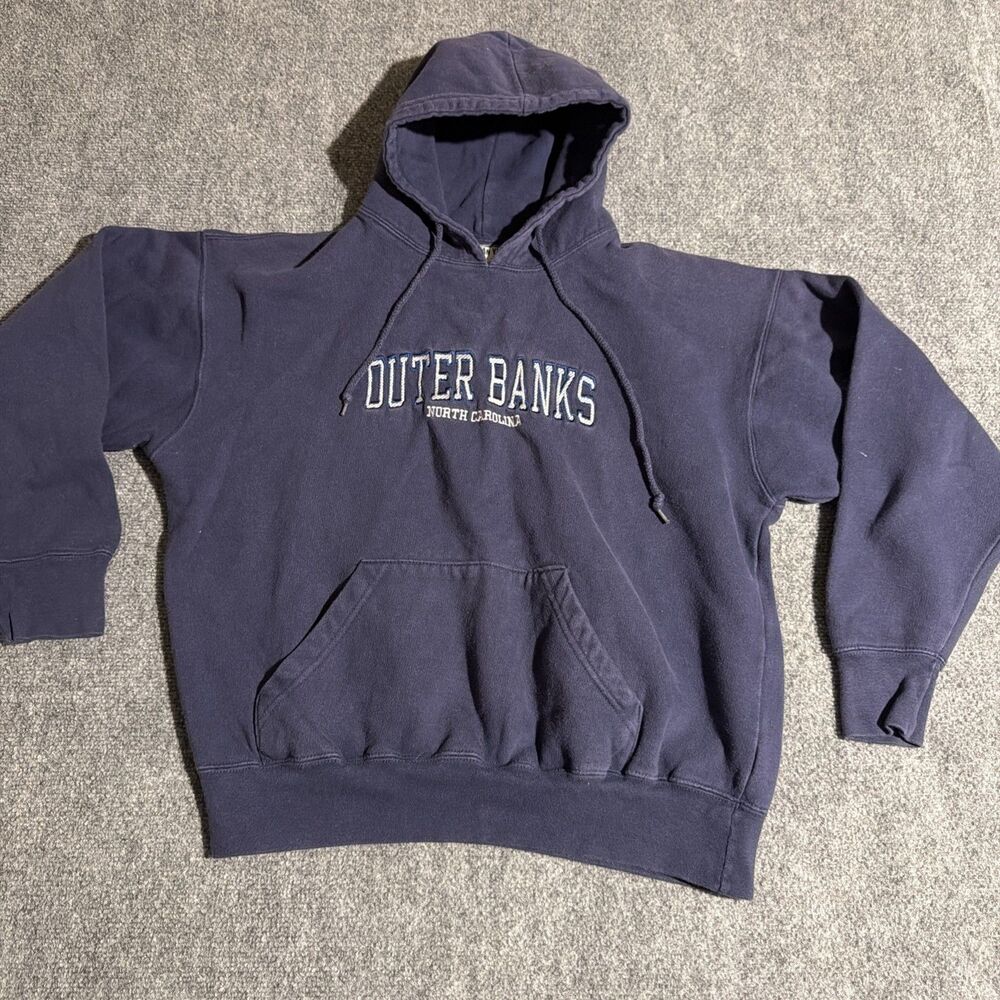 Outer Banks North Carolina Hoodie Mens Large Blue Pullover American Vintage